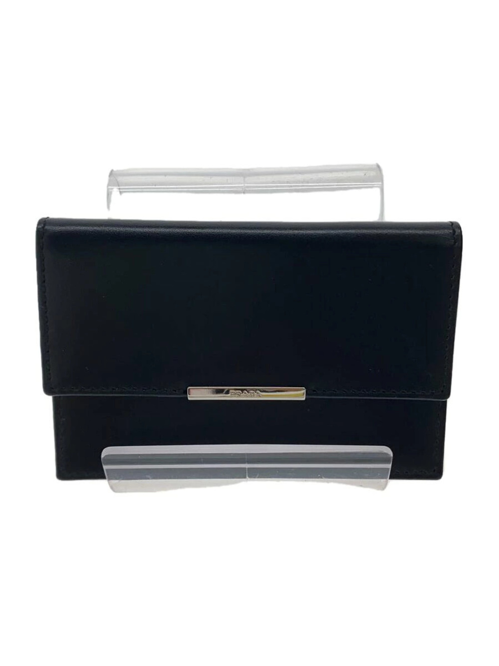 Prada Leather Card Case Wallet Black